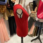 BCBGMAXAZRIA Y2K cranberry BCBG soft stretchy ruched top vneck Photo 3