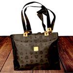MCM  Black and Gold Monogram Shoulder Bag with Top Zipper Closure Made In Germany Photo 15