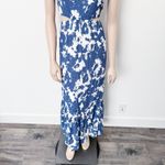 Abercrombie & Fitch [] Blue Crinkle Cutout High Neck Maxi Dress Pockets Size XLP Photo 6