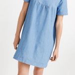 Madewell Popover Swing Dress in Newsom Wash Size XL Cotton Linen Blue Denim Photo 0