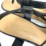 Franco Sarto Corridor Leather T-Strap Cork Wedge Sandals Black Size 7.5 Photo 6