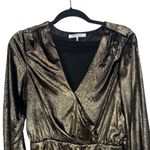 frame denim FRAME Long Sleeve Metallic Velvet Lame Mini Dress In Gold Photo 3