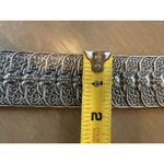 Belt OSFM Metal Silver Tone Elastic Stretch Oval Buckle w/ Enamel & Bling Vtg Photo 14