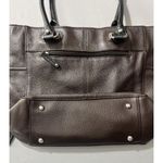 Tiganelli Chocolate Brown Black Leather Shoulder Bag Classic EUC Photo 7