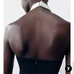 ZARA NWT  Stretch Bow Midi Dress /  Black and White Halter Dress Size Small Photo 7