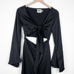 Princess Polly Kali Satin Cut Out Bell Sleeve Jumpsuit in Black Size 2 Photo 3