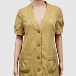 Anthropologie Tabitha  Mustard Yellow Tweed Short Sleeve Blazer Jacket 6 Photo 0