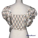 Milk & Honey MED crop top plaid padded top elastic back stretchy sweetheart neck Orange Photo 2