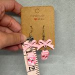 Handmade Pink Bow and Strawberry Milk Earrings Photo 3