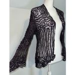 Soulmates Vintage Whimsy Goth Silk Beaded Cardigan Shawl. Sz XL. Photo 1