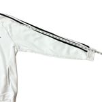 Adidas  White Pullover Hoodie w/ Black Signature 3 Stripe Sleeves Sweatshirt Med Photo 8