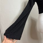 SheIn Crop Top Womens L Black Eyelet Bell Sleeves Y2K Whimsigoth Witchy Festival Photo 3