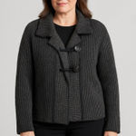 Habitat  Womens‎ Knit Button Front Gray Black Cardigan Jacket Small Photo 0