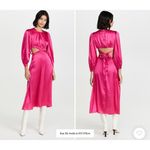 RAHI Cierra Cutout Balloon Sleeve Satin Midi Dress Fuchsia Womens Size Small Pink Photo 1