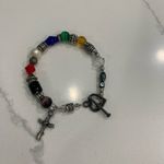 Silver beaded handmade prayer bead bracelet 7.25" long Photo 2