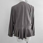 BCBGeneration  Open Jacket Front Peplum LARGE Gray Long Sleeves Ruffled Hem NWOT Photo 4