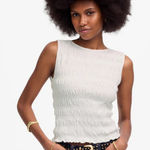 Madewell  Boatneck Smocked Tank Top White Size XS Photo 0