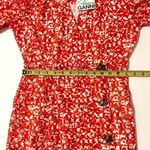 Ganni NWT Dress Abstract Floral Orange Dot Crepe Midi Size 2 Photo 11