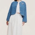 Kate Spade  Quilted Denim Jacket XL Blue Pearl Button Front Women’s Casual Coat Photo 1