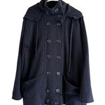 Lucky Brand  Black Label Double Breasted Overcoat Hooded Pockets Cotton Navy XL Photo 0