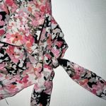 Bethany Mota  Womens Pink Floral Shorts Size M Side Tie Black White Pull On Photo 2