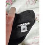 Women's Black Long Sleeve Scoop Neck Top with White Trim and Bow size Medium Photo 3