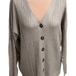 LIENRIDY Women's Tan Cardigan Sweater Size XL Ribbed Preppy Classic Minimalist Brown Photo 0
