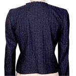 Loft ANN TAYLOR slate blue w/red, tweed blazer with fringe detail. Size 2. EUC Photo 6