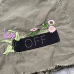 Off-White  Shorts Womens 26 Green Flower Embroidery Cargo Streetwear Military Photo 8