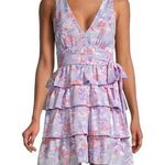 Likely Rana Tiered Ruffle Mini Dress Purple Floral Print Sleeveless Belted Sz 6 Photo 0