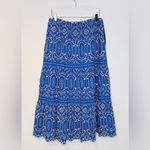 Cartolina Selena Blue Royal Azure Gold Eyelet Midi Skirt Size L NWT Size L Photo 3