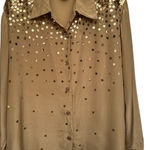 Diane Gilman  Gold Sequin Silk Button-Up Shirt Vintage NWT Photo 0