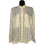 Free People  Butter Yellow Textured Plaid Women's‎ XS Button-Down Shirt Photo 2
