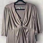 Donna Ricco NEW Donna Ricco Dress Womens Metallic 14 Twist Front Midi Party Cocktail Photo 4