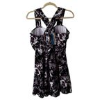 Coco Pear Purple Floral Print Crisscross Back Swim Dress Size 2XL Photo 4