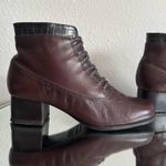 London Fog Vintage 90s Brown Black Leather Sibelen Western Victorian Ankle Boots Photo 2