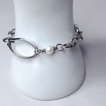 MICHAEL DAWKINS Sterling Silver Caviar Pearl Starry Night Link Toggle Bracelet Photo 13