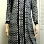 Max Studio  Size Medium Black Blue and White patterned Dress Womens NWT Photo 0