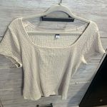 Old Navy Square Neck Short Sleeve T Shirt Top Cream Textured Fitted Womens XL Photo 1