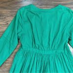 vintage • 90s Bryn Connelly green dress cotton emerald babydoll embroidered mini Photo 11
