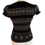 Nanette Lepore  Size 4 Fully Embroidered Velvet Jacket Boho Lined Cap Sleeves Photo 2