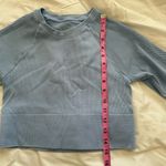 Aerie  Offline Blue Cropped Workout Long Sleeve Shirt Thick Gym Cableknit Ribbed Photo 4