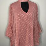Band of Gypsies Blouse S Pink Blush Tunic Sheer Angel 3/4 Sleeve Tied Flowy NWT Photo 1
