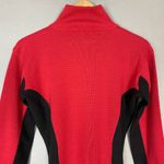 Obermeyer Vintage Obermyer Sweater 90s Red Striped Quarter Zip Women Size Medium Red Black Photo 4