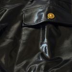 Versace  Vinyl Midi Skirt Medusa Head Gold Buttons Black IT 40 US 4‎ Photo 6