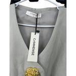 NWT Commence | S | 2 Piece Set Outfit Vest Pants Wide Leg Gold Button Womens Gray Photo 3