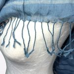 Vintage Blue Orange White Striped Fringe Scarf Rectangle Wrap Shawl Photo 6