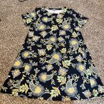 Loft  Navy Floral Print Short Sleeve Summer Dress Paisley‎ Pattern Medium M Photo 0