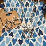 Brighton Silver Snake Chain Open Heart Crystal Necklace & Matching Earrings Photo 6