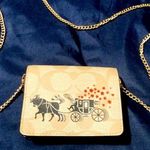 Coach NWT wallet on chain tan/black With horse and carriage Print Photo 0